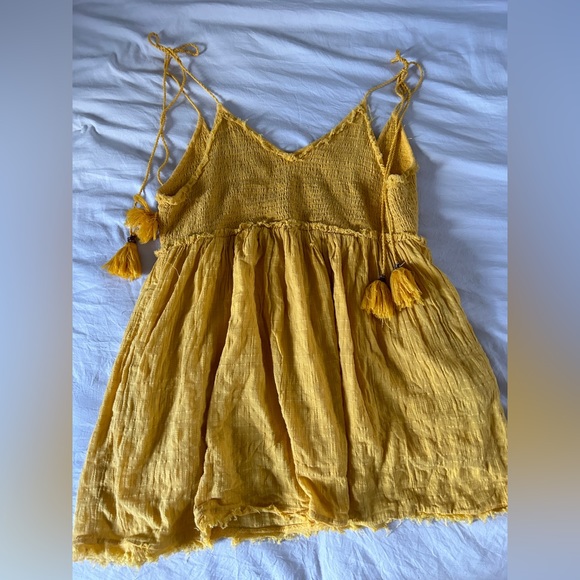 Free People Endless Summer Yellow Tassle Sun Drenched Dress Size S - Picture 8 of 12